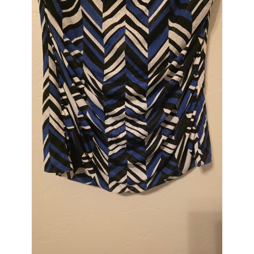 Classiques Entier Silk Chevron Top Women’s Small Blue Black Cowl Neck Y2K - Picture 4 of 6